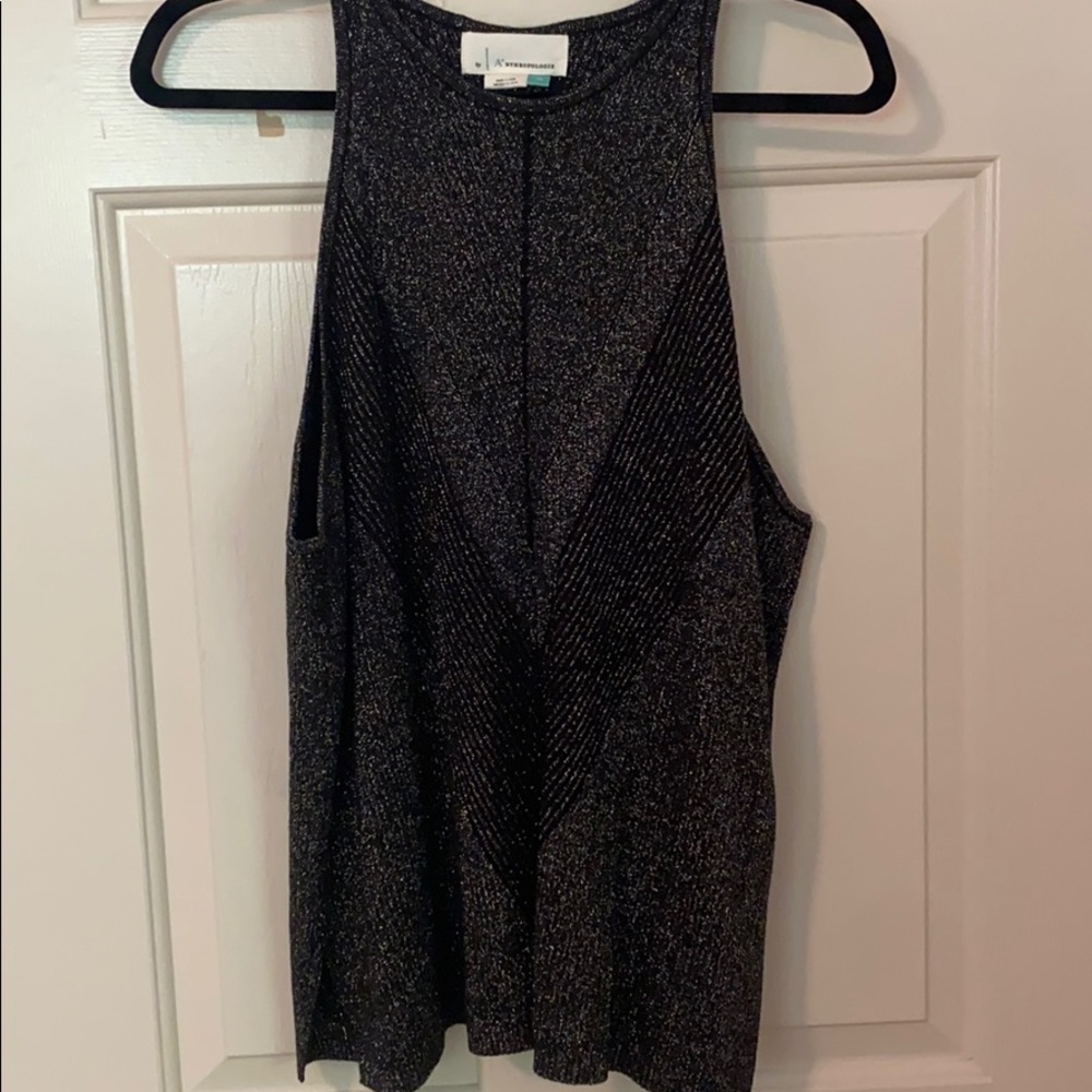 Anthropologie High Neck Shimmer Tank